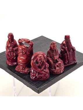 Chinese Deities Buddah Figurines Wise Men Set of 5 Vintage Resin je230